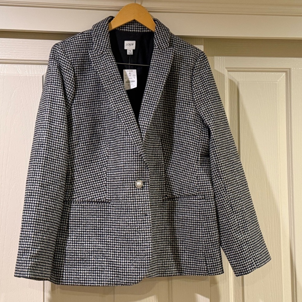 J. Crew Black and White Checkered Blazer